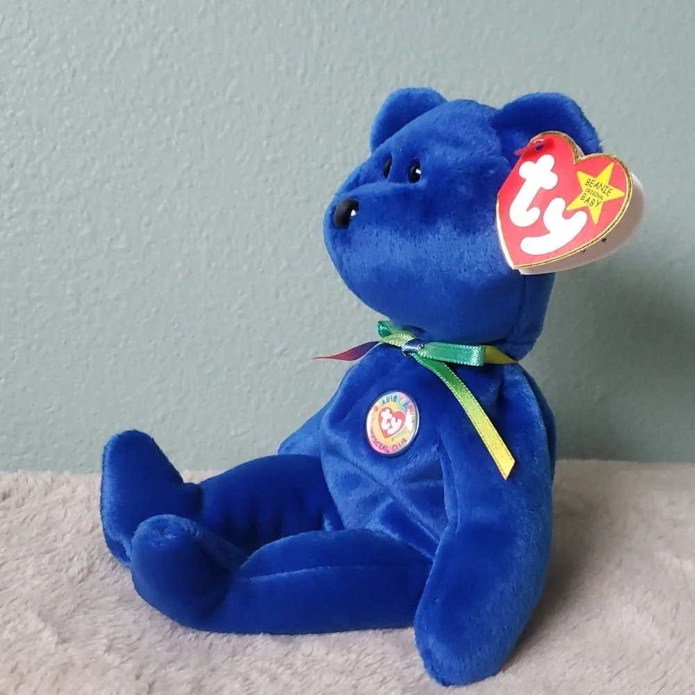 Clubby 🐻 1st Ty Collectors Club Beanie Baby 🐻 Royal Blue Bear 🐻 NWT - Picture 3 of 12